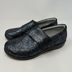 Alegria LAU-853W Lauryn Blue Metallic Leather Comfort Shoes Size 40W